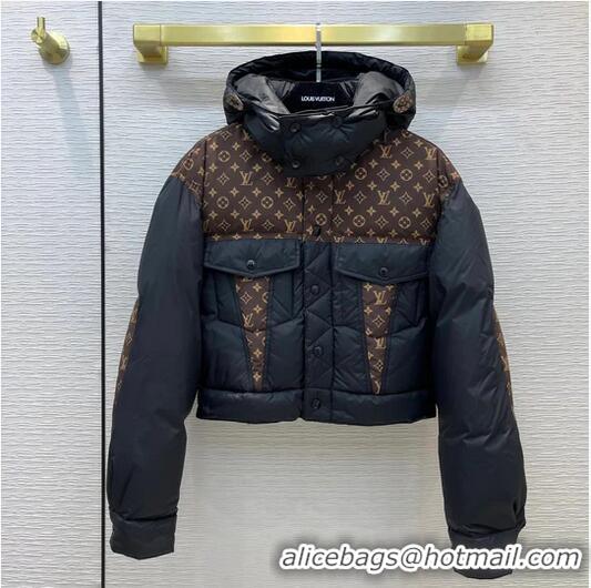 Buy Discount Louis Vuitton Monogram Accent Padded Jacket LV4510 Black/Brown