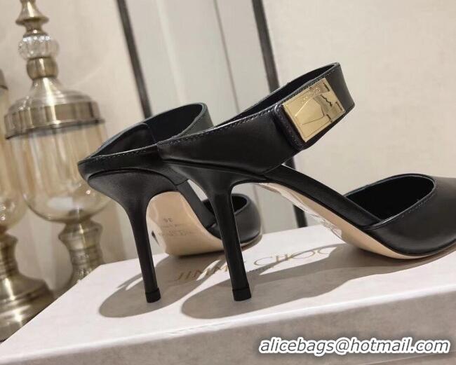 Grade Quality Jimmy Choo Nell Heel Mule 8.5cm in Calf Leather Black 218093