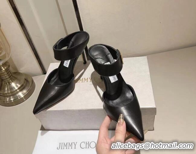 Grade Quality Jimmy Choo Nell Heel Mule 8.5cm in Calf Leather Black 218093