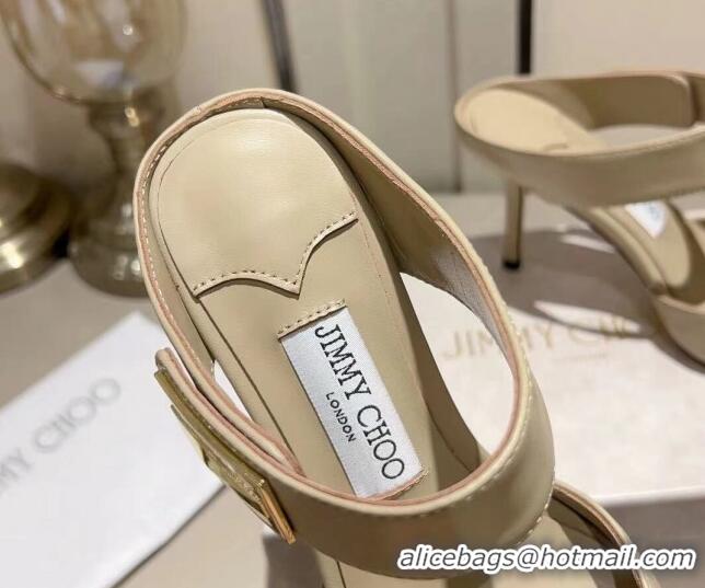 Duplicate Jimmy Choo Nell Heel Mule 8.5cm in Calf Leather Beige 1218095