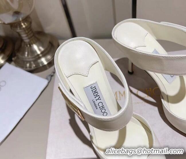 Grade Jimmy Choo Nell Heel Mule 8.5cm in Calf Leather White 1218096