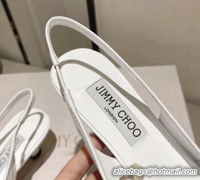 Shop Duplicate Jimmy Choo Amita Flowers Slingback Pumps 4.5cm in Nappa Leather White 109019