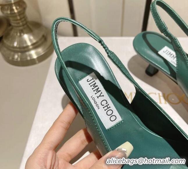 Lowest Price Jimmy Choo Amita Flowers Slingback Pumps 4.5cm in Nappa Leather Green 109021