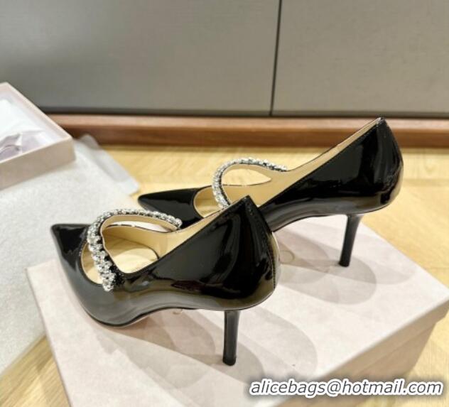 Good Looking Jimmy Choo Bing Pumps 8.5cm in Patent Leather with crystals Black 109024