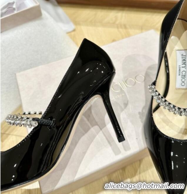 Good Looking Jimmy Choo Bing Pumps 8.5cm in Patent Leather with crystals Black 109024