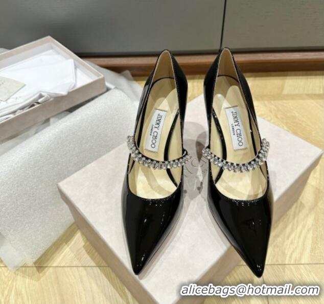 Good Looking Jimmy Choo Bing Pumps 8.5cm in Patent Leather with crystals Black 109024