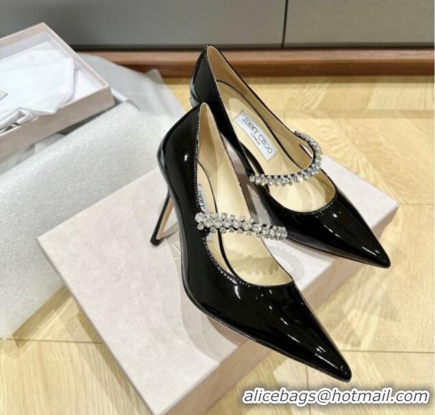 Good Looking Jimmy Choo Bing Pumps 8.5cm in Patent Leather with crystals Black 109024