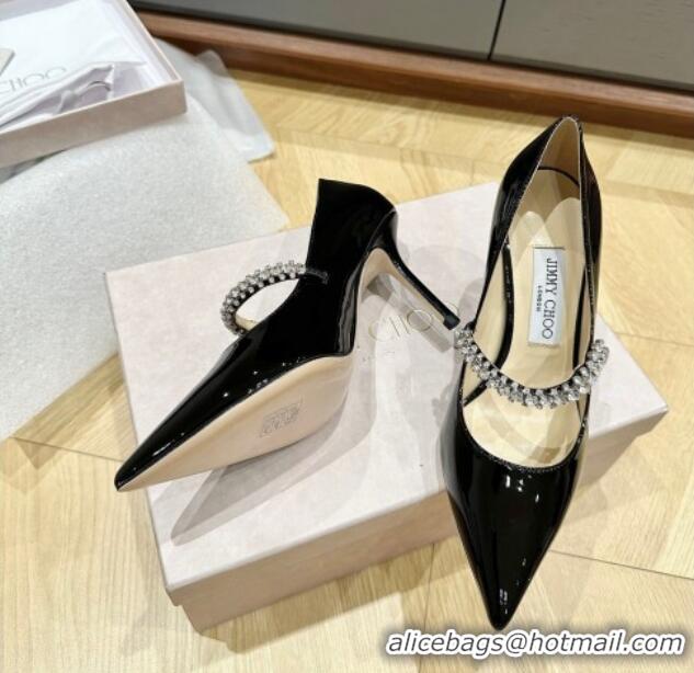 Good Looking Jimmy Choo Bing Pumps 8.5cm in Patent Leather with crystals Black 109024