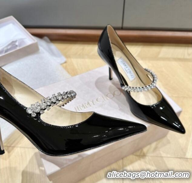 Good Looking Jimmy Choo Bing Pumps 8.5cm in Patent Leather with crystals Black 109024