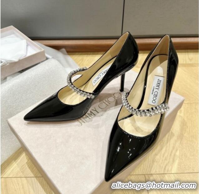 Good Looking Jimmy Choo Bing Pumps 8.5cm in Patent Leather with crystals Black 109024