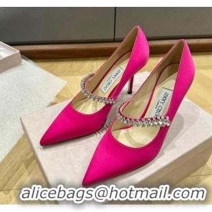 Luxurious Jimmy Choo Bing Pumps 6.5cm/8.5cm in Silk with crystals Pink 109026