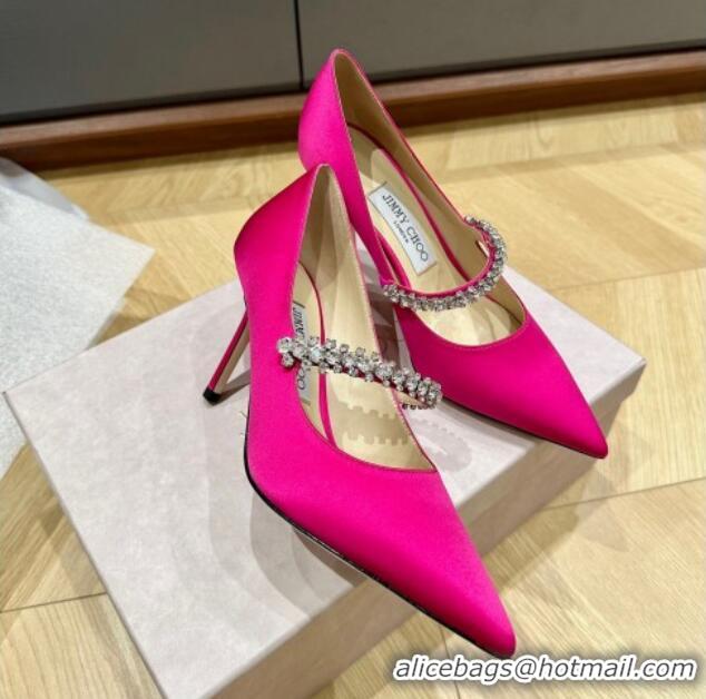 Luxurious Jimmy Choo Bing Pumps 6.5cm/8.5cm in Silk with crystals Pink 109026