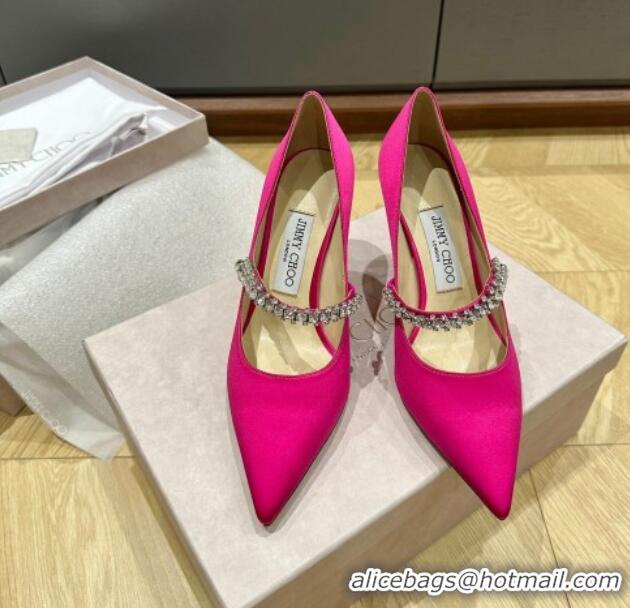 Luxurious Jimmy Choo Bing Pumps 6.5cm/8.5cm in Silk with crystals Pink 109026