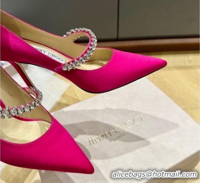 Luxurious Jimmy Choo Bing Pumps 6.5cm/8.5cm in Silk with crystals Pink 109026