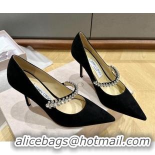 Best Price Jimmy Choo Bing Pumps 6.5cm/8.5cm in Suede with crystals Black 109027