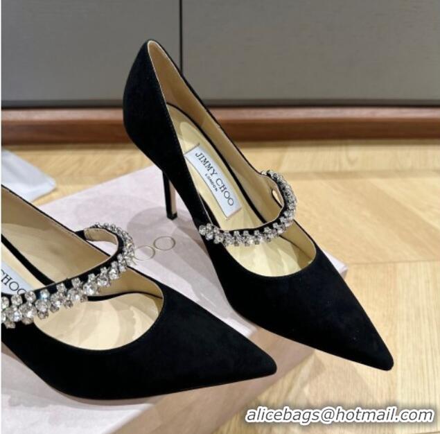 Best Price Jimmy Choo Bing Pumps 6.5cm/8.5cm in Suede with crystals Black 109027