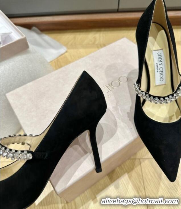 Best Price Jimmy Choo Bing Pumps 6.5cm/8.5cm in Suede with crystals Black 109027