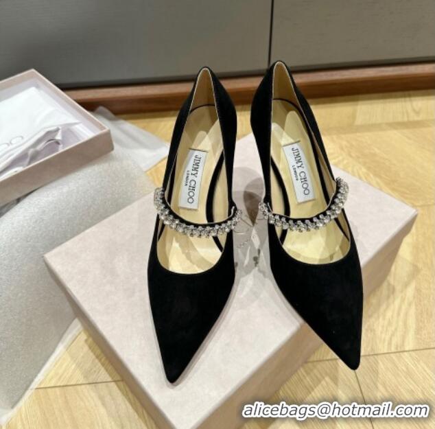 Best Price Jimmy Choo Bing Pumps 6.5cm/8.5cm in Suede with crystals Black 109027