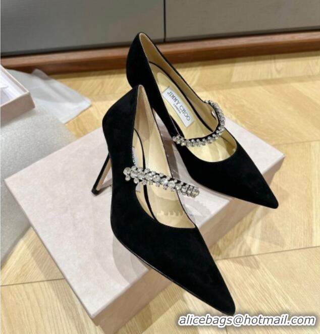 Best Price Jimmy Choo Bing Pumps 6.5cm/8.5cm in Suede with crystals Black 109027