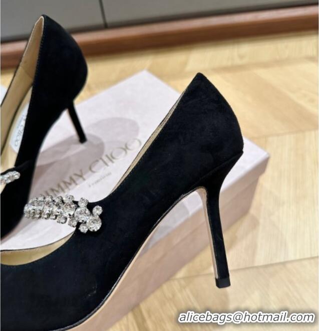 Best Price Jimmy Choo Bing Pumps 6.5cm/8.5cm in Suede with crystals Black 109027