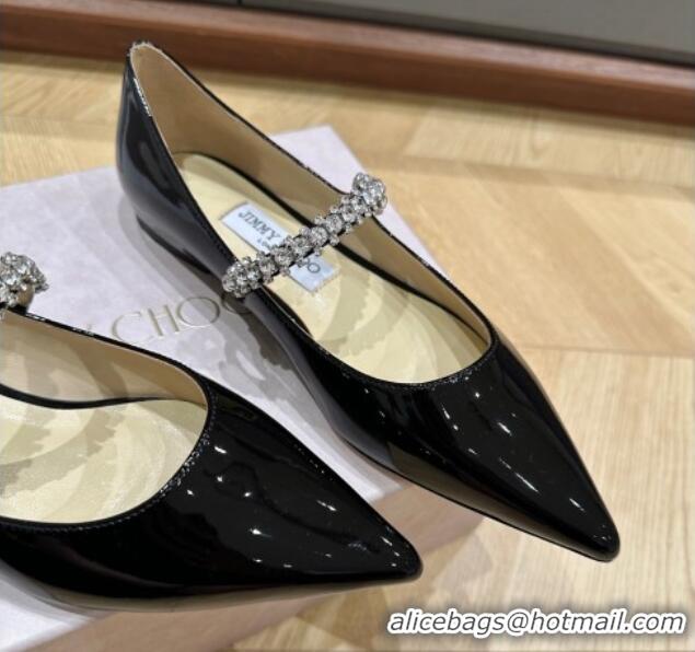 Best Product Jimmy Choo Bing Ballet Flat in Patent Leather with crystals Black 0109030