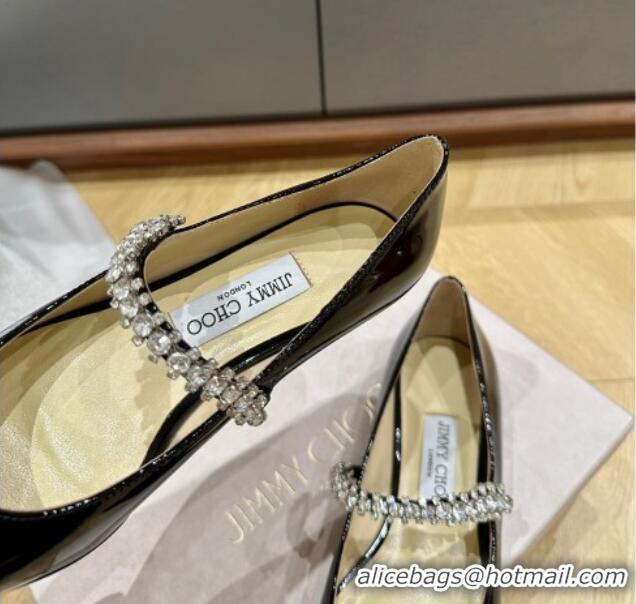 Best Product Jimmy Choo Bing Ballet Flat in Patent Leather with crystals Black 0109030