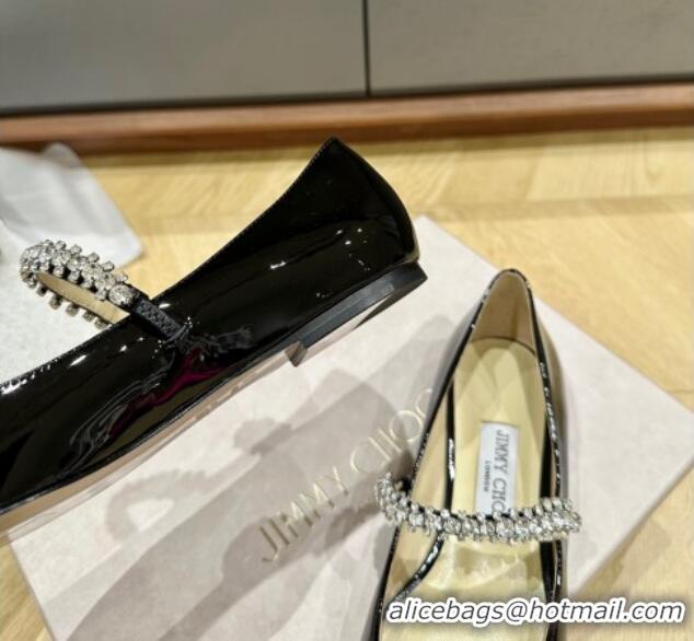 Best Product Jimmy Choo Bing Ballet Flat in Patent Leather with crystals Black 0109030