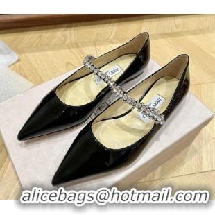 Best Product Jimmy Choo Bing Ballet Flat in Patent Leather with crystals Black 0109030