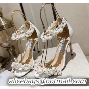 Good Product Jimmy Choo LOVE Sandals 8cm/10cm in Leather with Pearls White 109055