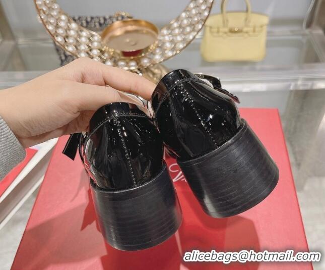 Perfect Roger Vivier Viv' Rangers Metal Buckle Loafers 4.5cm in Patent Leather Black 218123