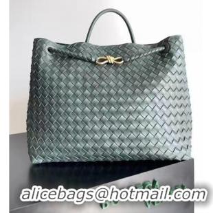 Top Grade Bottega Veneta Large Andiamo Top Handle Bag in Intrecciato Leather 743575 Dark Green 2023