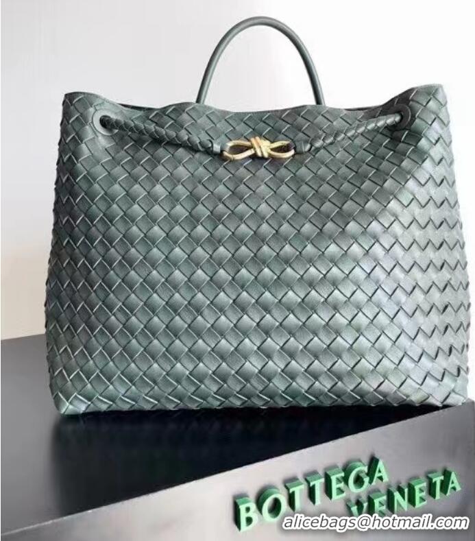 Top Grade Bottega Veneta Large Andiamo Top Handle Bag in Intrecciato Leather 743575 Dark Green 2023