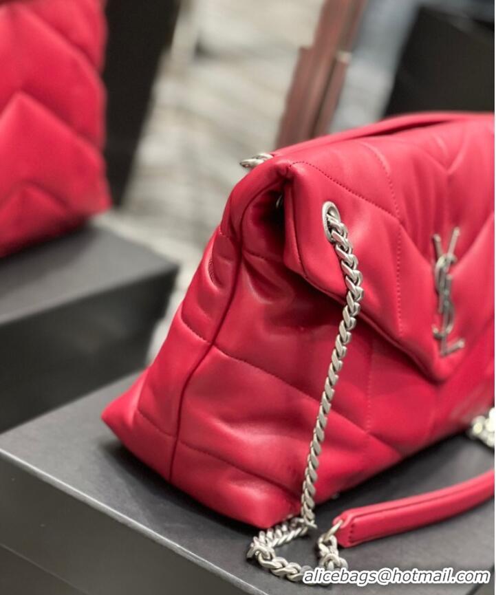 Yves Saint Laurent PUFFER SMALL CHAIN BAG IN QUILTED LAMBSKIN Y577475 Red