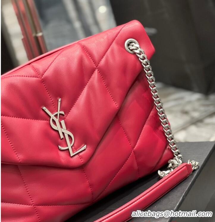 Yves Saint Laurent PUFFER SMALL CHAIN BAG IN QUILTED LAMBSKIN Y577475 Red