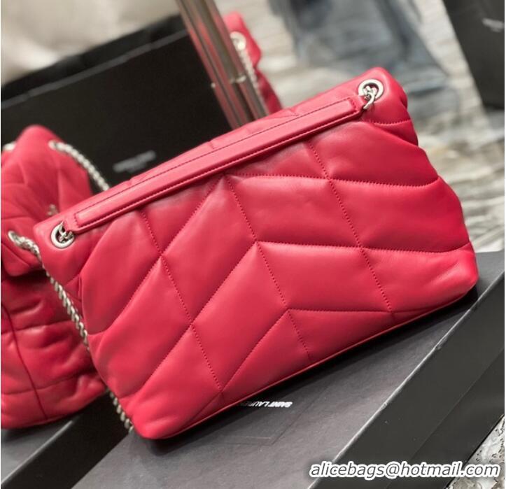 Yves Saint Laurent PUFFER SMALL CHAIN BAG IN QUILTED LAMBSKIN Y577475 Red