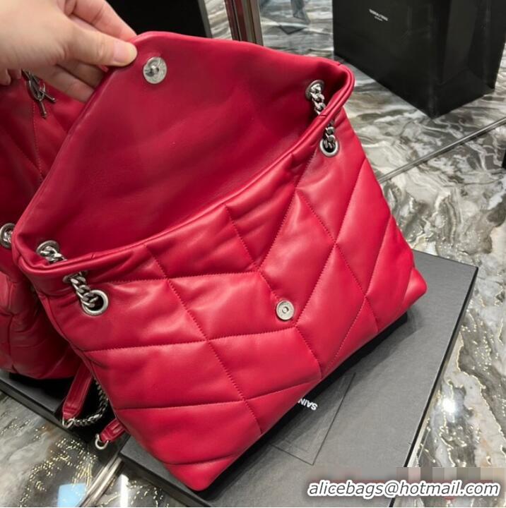 Yves Saint Laurent PUFFER SMALL CHAIN BAG IN QUILTED LAMBSKIN Y577475 Red