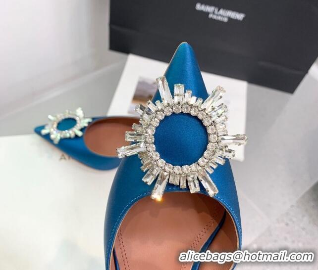 Most Popular Amina Muaddi Begum Embellished Slingback Pumps 9.5 cm in Silk and Crystals Dark Blue 214074