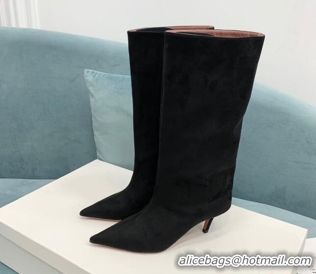 Low Cost Amina Muaddi Fiona Medium Boots 6.5cm in Suede Black 214078