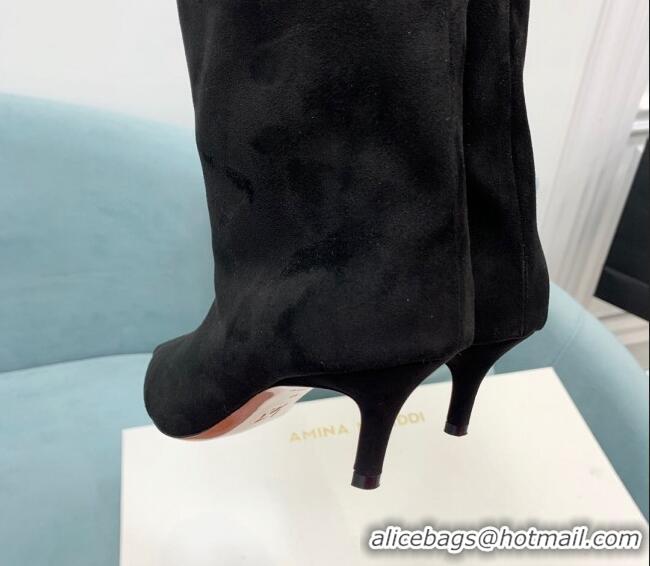 Low Cost Amina Muaddi Fiona Medium Boots 6.5cm in Suede Black 214078