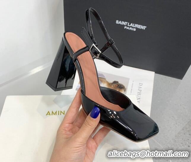 Most Popular Amina Muaddi Charlotte Pumps 9.5cm in Patent Leather Black 104156