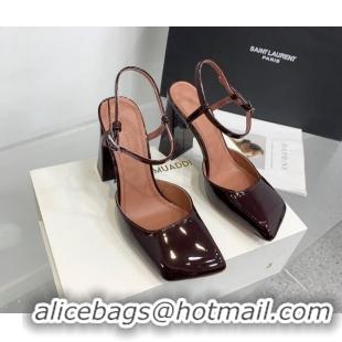 Unique Style Amina Muaddi Charlotte Pumps 9.5cm in Patent Leather Burgundy 104158