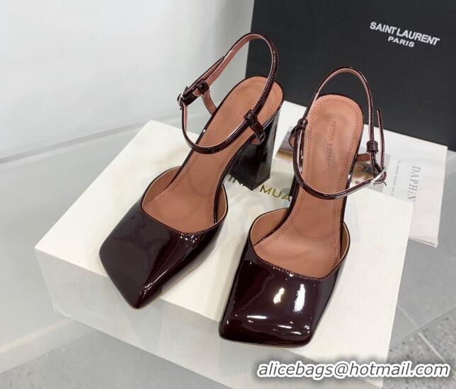 Unique Style Amina Muaddi Charlotte Pumps 9.5cm in Patent Leather Burgundy 104158