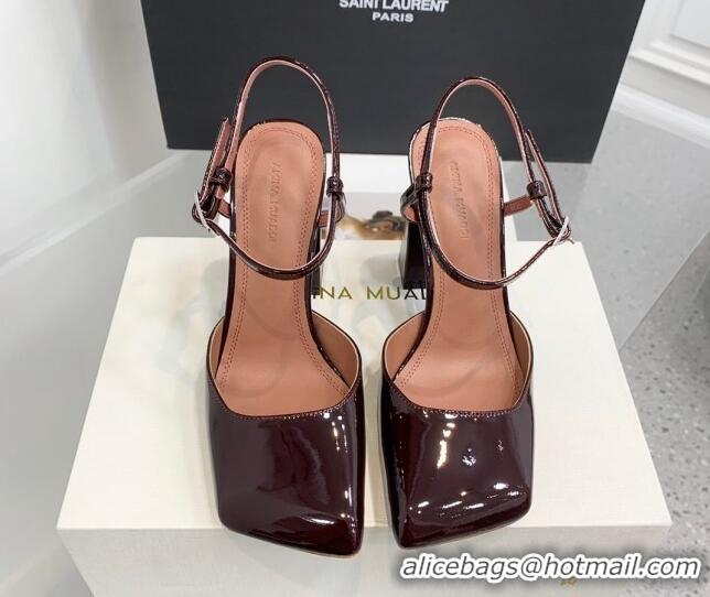 Unique Style Amina Muaddi Charlotte Pumps 9.5cm in Patent Leather Burgundy 104158