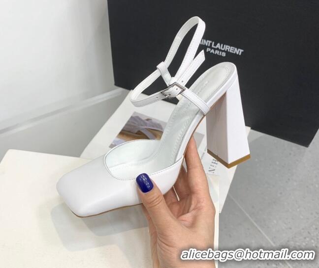 Pretty Style Amina Muaddi Charlotte Pumps 9.5cm in Silk White 104159