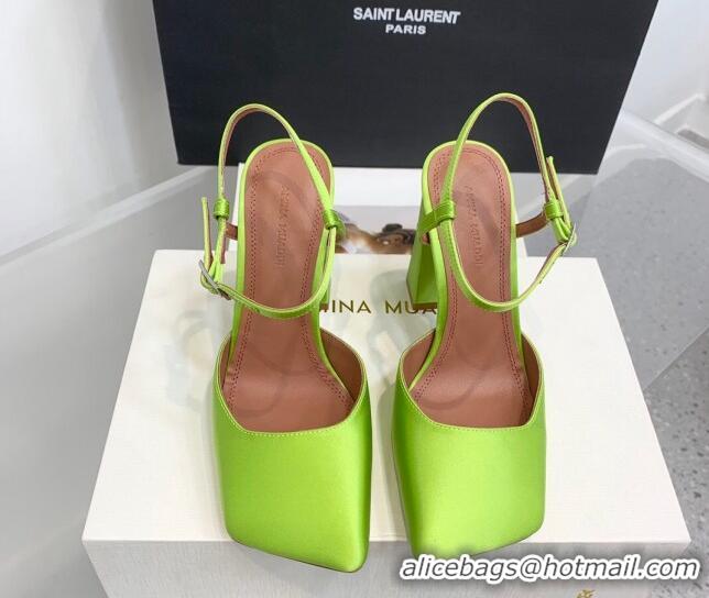 Purchase Amina Muaddi Charlotte Pumps 9.5cm in Silk Green 104161