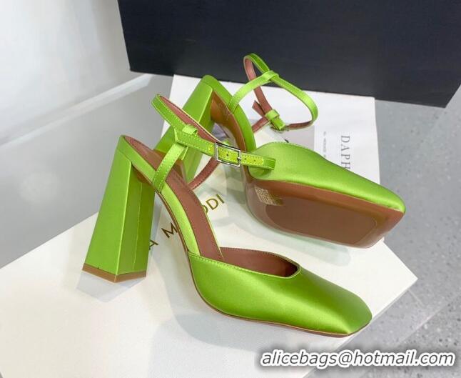 Purchase Amina Muaddi Charlotte Pumps 9.5cm in Silk Green 104161