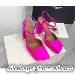 Chic Amina Muaddi Charlotte Pumps 9.5cm in Silk Dark Pink 104162