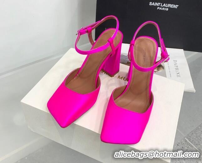 Chic Amina Muaddi Charlotte Pumps 9.5cm in Silk Dark Pink 104162