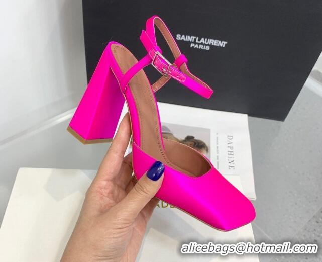 Chic Amina Muaddi Charlotte Pumps 9.5cm in Silk Dark Pink 104162