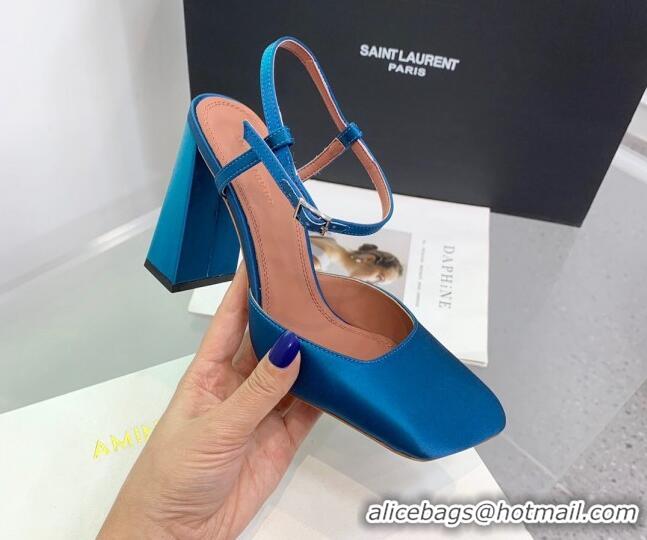 Durable Amina Muaddi Charlotte Pumps 9.5cm in Silk Blue 104165